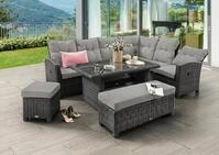 Destiny Eckgruppe Santa PONSA DE Luxe mit Tisch 140x80x64 cm, grau meliert