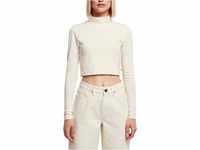 Urban Classics Damen Ladies Organic Cropped Turtelneck Longsleeve T-Shirt, whitesand,