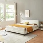 Corium Polsterbett 160 x 200cm Weiss mit Kunst Leder Kunstlederbezug Modern mit