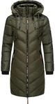 MARIKOO Damen Wintermantel Warmer Steppmantel lang mit Verstellbarer Kapuze Armasa