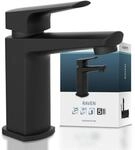 Sch&uuml;tte 34016 RAVEN Wasserhahn f&uuml;rs Bad Schwarz, Badarmatur mit Ablaufgarnitur,