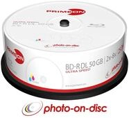 Primeon BD-R DL 50GB/2-8x Cakebox (25 Disc) Photo-on-disc, Inkjet Full Size Printable