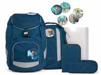 ergobag Unisex-Kinder Pack Schulrucksack-Set Rucksack, Robotbear (blau),