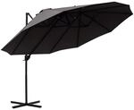 Outsunny Sonnenschirm Doppelsonnenschirm Oval 445x270cm Ampelschirm mit Kurbel