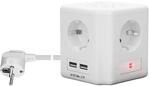 goobay 41268 Steckdosenw&uuml;rfel mit USB / 4-Fach Steckdosencube mit Schalter und 2X