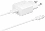 Samsung 15 Watt USB Type-C Schnellladeadapter, Ladeger&auml;t mit Datenkabel, Wei&szlig;