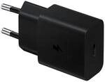 Samsung 15 Watt USB Type-C Schnellladeadapter, Ladeger&auml;t mit Datenkabel, Schwarz
