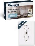 Kopp Malta 2-Fach Schutzkontaktsteckdose in Arktis-Wei&szlig; - Unterputz-Steckdose f&uuml;r