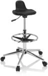 hjh OFFICE 830099 Arbeitshocker hoch TOP Work 03 I PU-Hartschaum Schwarz Drehhocker