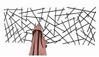 Haku Wandgarderobe Sticks 42862 mit 6 Garderobenhaken Schwarz 100cm Breit