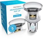B&auml;chlein Universal Ablaufgarnitur mit &Uuml;berlauf (Chrom) - Pop Up Ventil f&uuml;r