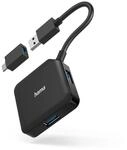 Hama 4-Port USB 3.2 Gen1 Hub (4in1 Verteiler mit 4 Anschl&uuml;ssen und USB C Adapter, 5