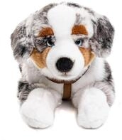 Uni-Toys - Australischer Sch&auml;ferhund mit Geschirr, liegend - 63 cm (L&auml;nge) -