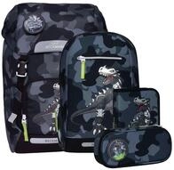 Beckmann Schulranzen Classic Maxi Schoolbag Set 5-teilig 28L Camo Rex schwarz grau