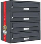 AL Briefkastensysteme 4er Briefkastenanlage Anthrazit Grau RAL 7016, Premium