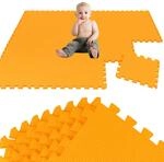LittleTom 18 Teile Spielmatte Baby Puzzlematte Gelb - 30x30 cm Krabbelmatte