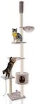 Lycce Katzenbaum Tower Kratzbaum deckenhoch Sisal Pl&uuml;sch grau 230-260 cm