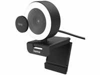 Hama Webcam mit Licht, Zoom, Fernbedienung (QHD 2K PC-Kamera mit Mikrofon Stereo