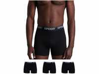 Superdry Mens Multi Triple Pack Boxer Shorts, Black/Black Optic, Medium