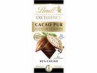 Lindt EXCELLENCE CACAO PUR - Edelbitter-Schokolade | 80 g Tafel | Ganz ohne