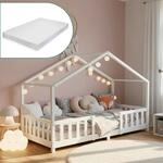 [en.casa] Kinderbett Treviolo mit Matratze 90x200 cm Wei&szlig;