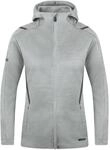 JAKO Damen Freizeitjacke Challenge mit Kapuze, Hellgrau-Meliert/Anthra Light, 38