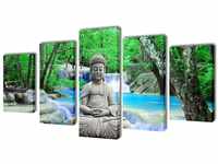 vidaXL 5tlg. Leinwand Bild Kunstdruck Wandbild Wand Bilder Set Buddha 200x100 cm