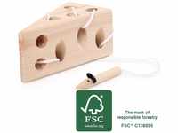 Small Foot Fädelspielzeug für Kinder, Käse und Maus aus Holz, FSC