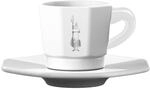 Bialetti Octagonal Cups, Set 4 Cups, White and Silver, 75 ml, RTATZ402