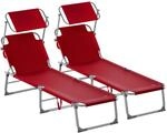 Casaria&reg; 2er Set Sonnenliege Klappbar Gartenliege Wetterfest mit Sonnendach 130kg