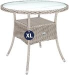 Casaria&reg; Polyrattan Gartentisch 80cm Rund 5mm Sicherheitsglas H&ouml;henverstellbar 80kg