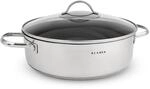 KLAMER Servierpfanne, Schmorpfanne mit Deckel 28cm Induktion, Edelstahl Schmortopf