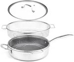 LIVINGTON Titan Pan - Gro&szlig;e Pfanne mit Deckel 28 cm - hohe Servierpfanne -