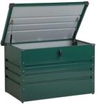 Beliani Metall-Gartentruhe 300 l dunkelgr&uuml;n Kissenbox Auflagenbox f&uuml;r die Terrasse