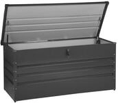 Beliani Gro&szlig;e Metall-Gartentruhe 400 l graphitgrau Kissenbox Auflagenbox f&uuml;r die