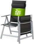 Casaria&reg; Gartenst&uuml;hle 2er Set Klappbar Gepolstert Alu 8- Fach Verstellbar 120 kg