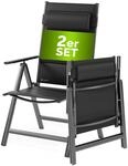 Casaria&reg; Gartenst&uuml;hle 2er Set Klappbar Gepolstert Alu 8- Fach Verstellbar 120 kg