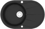 vidaXL Granitsp&uuml;le Einzelbecken Oval Schwarz K&uuml;chensp&uuml;le Sp&uuml;le Einbausp&uuml;le