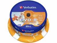 Verbatim DVD-R Wide Inkjet Printable 4.7GB, 25er Pack Spindel, DVD Rohlinge