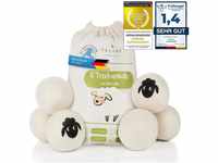 Feluna® Öko Trocknerbälle XXL 6er Set 100% Schafswolle für Wäschetrockner -