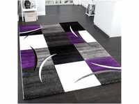 Paco Home Designer Teppich Mit Konturenschnitt Trend Teppich Modern Kariert Lila