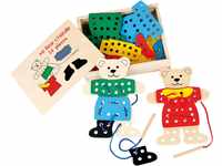 small foot Fädelspiel Anziehbären, Geschicklichkeitsspiel für Kinder, aus Holz,