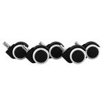 AMSTYLE 5er Set gebremste Rollen f&uuml;r B&uuml;rostuhl Schwarz/Wei&szlig; 11mm/Durchmesser 50mm