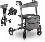 Juskys Rollator Vital grau - Gehhilfe faltbar & leicht aus Aluminium bis 130 kg -