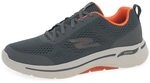 Skechers Herren Go Walk Arch Fit Idyllic Trainers, Charcoal Textile/Synthetic/Orange