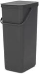 Brabantia Sort & Go Abfalleimer mit Deckel 40 L (grau), platzsparender Pfandsammler