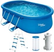 Summer Waves Quick Up Pool Komplettset | Oval 457x305x107 cm Blau |...