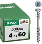SPAX Verlegeschraube, 4,5 x 60 mm, 500 St&uuml;ck, T-STAR plus, Senkkopf, Fixiergewinde,