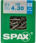 Spax 4197000400307 Flachkopfschrauben, Edelstahl, 30 mm, 150 St&uuml;ck