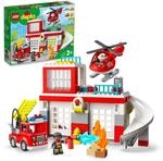 LEGO 10970 DUPLO Feuerwehrwache mit Hubschrauber, Feuerwehr-Spielzeug aus Bausteinen